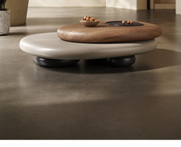 Table basse ovale moderne en bois massif, design en forme de galet CNC de précision, montage facile, facile à nettoyer, pour salon, hôtel, décoration