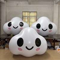 Décoration gonflable nuage blanc Zhenmei de 2 m avec un visage souriant mignon et un blush rose