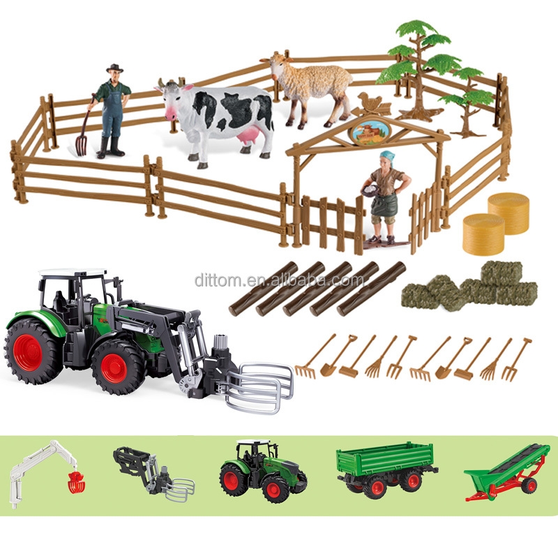 FRUSE Set De 23 Figuras De Animales De Granja – Juguetes Realistas Con Tractor, Vallas Y Heno, Caja Almacenamiento – Educativo Para Niños De 3 A 6 Años