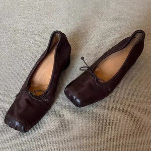 Genuine Leather Square Toe Ballet Flats <b>With</b> <b>Bow</b> Decor Slip-On Women's <b>Shoes</b> All Seasons Breathable Pig Skin Lining - Product Image 3