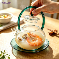 Ensemble théière et bouilloire en verre borosilicate résistant à la chaleur, style turc, arabe, chinois, japonais, couleur personnalisée, emballage personnalisé