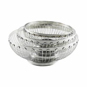 Nuovo Design in acciaio inox 304 <span class=keywords><strong>argento</strong></span> snack pane alla frutta cucina salotto cesto di frutta rotondo - Product Image 1