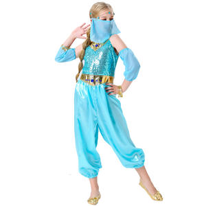 Película Aladino <span class=keywords><strong>y</strong></span> la lámpara mágica <span class=keywords><strong>Jasmine</strong></span> Cosplay <span class=keywords><strong>disfraz</strong></span> vestido azul Halloween princesa árabe - Product Image 4