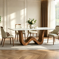 Nouvelle table à manger en bois massif de couleur noyer au design créatif, table à manger rectangulaire minimaliste pour salle à manger, table à manger en marbre épaissi JY-TL2