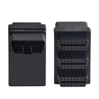 LanLin Adaptor OBD2 Mini Plastik Tahan Lama 16pin 1 Male Bukaan Bawah ke 3 Female Connector OBD2 dengan Garansi 1 Tahun
