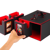 Коробка для колоды настольной игры из искусственной кожи с 4 отсеками для командировских карт и лотком для кубиков, двойная коробка для колод