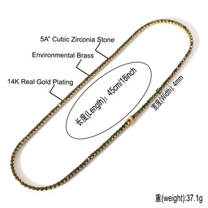 Collana Tennis BES 4mm <span class=keywords><strong>Nera</strong></span> con Zirconi Cubici 5A Iced Out, Gioielli Hip Hop in Ottone per Donna e Uomo - Product Image 3