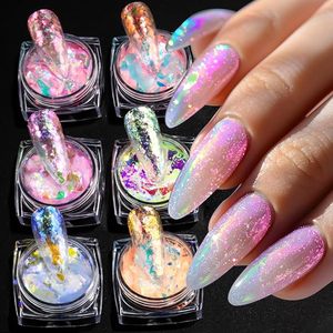 Lentejuelas de Uñas Camaleón, 6 Colores, Transparentes, Aurora, Ópalo, Cromo, Pigmento Iridiscente, para Decoración de Uñas - Product Image 1
