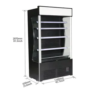 Open Chiller Air Curtain Cabinet Display Cooler Supermarket Refrigeration Supermarket Air Cooling Vegetable