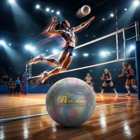 Ballon de volley-ball d'entraînement intérieur AMGROW, design réfléchissant et lumineux, taille 5, pour adultes, couleur personnalisée, cuir PU MS002