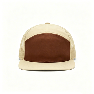 Wholesale Custom 7 Panel Hip Hop Two Tone Front Mesh Back <b>Flat</b> Brim Snapback Cap Unisex Outdoor Adjustable Canvas <b>Hats</b> - Product Image 2