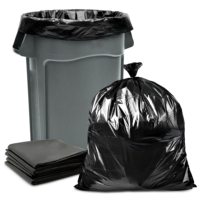 Sacs poubelle épais en HDPE noir personnalisés, très résistants, 60L, pour cuisine, usage industriel et extérieur, avec emballage