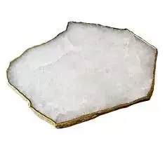 Best Quality White Agate Gemstone <b>Coaster</b> Gold Edge Semi-Precious Stone Craft Platter for Table Top Decoration Wholesale Export - Product Image 2