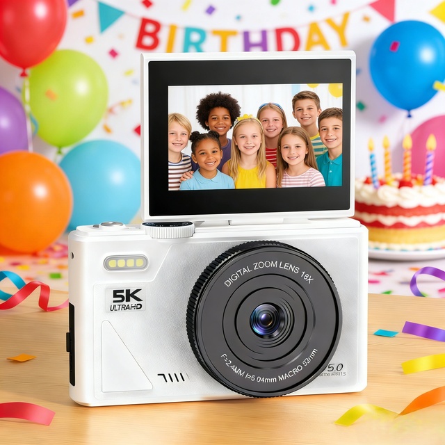 3'' Screen CMOS Sensor Mirrorless Digital Video Camera 5K Vlogging Camcorder with 17x-30x Optical Zoom for Students
