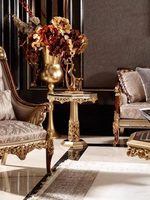 Canapé en tissu sculpté en bois massif de style européen, ensemble de meubles de salon de luxe de style français avec feuille d'or
