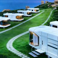 Capsule spatiale mobile préfabriquée en aluminium, écologique, facile à installer, aménagée et dotée de panneaux solaires