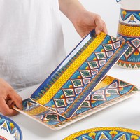 Nouvelle série Havana : Assiette plate, assiette à steak, bol à salade, bol à soupe, tasse en céramique créative de style américain avec motif végétal, compatible micro-ondes
