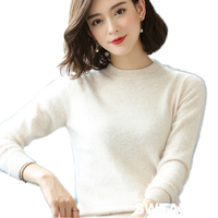 2023 Herbst Winter Neuankömmling Kaschmir Nerz pullover Damen Loose Half-Roll kragen pullover Short Wool Base Strick pullover