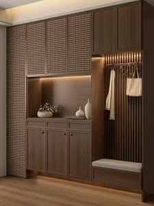 Armoire de salon modulaire écologique en bois avec portes à panneaux plats - Grande capacité de rangement pour chambre à coucher, bar à domicile et plus encore - Product Image 5