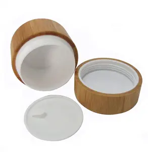 Custom Logo Skincare Packaging Container Cosmetic Bamboo Screw Lid Cap Face Cream Jar