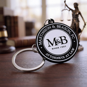 Porte-clés ronds en alliage de zinc émaillé, logo métallique noir et blanc, porte-clés promotionnel personnalisé <span class=keywords><strong>pour</strong></span> les entreprises - Product Image 3