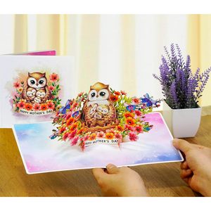 Owl Pop Up Mother's Day Card 3D Flowers Greeting Card for Mum Wife <b>Sister</b> Girl Birthday Valentine - Product Image 6