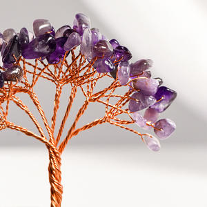 Ornement d'arbre en cristal rose violet naturel fait à la main Base en <span class=keywords><strong>pierre</strong></span> brute Bureau à domicile Décoration Feng Shui Cristaux bruts - Product Image 4