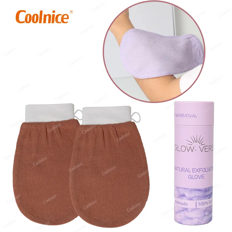100% guanti esfolianti in fibra di viscosa bagno coreano doccia Scrub guanti rosa abbronzatura Exfloating guanto per il viso del corpo
