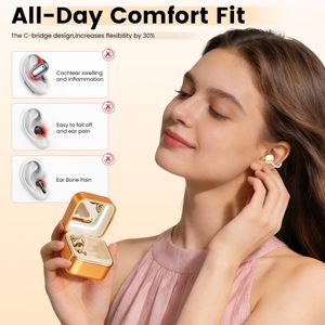 Audífonos Deportivos Inalámbricos M161 OWS con Clip para la Oreja, Estuche de Carga 2 en <span class=keywords><strong>1</strong></span>, Espejo de Maquillaje Integrado y Luz de Relleno, Audífonos Bluetooth para Mujer - Product Image 5