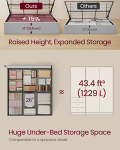 Современная мебель для спальни, базовый каркас кровати с изголовьем, подъемный каркас для хранения, размер короля - Product Image 3
