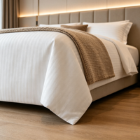 Ensemble de literie d'hôtel de luxe 100% coton blanc pur, tissage satiné 60s 80s, pour les hôtels 5 étoiles Hilton & Marriott Standard