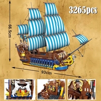 Mork 031011 Bateau d'aventure bleu MOC 3265 pièces Voilier Jouets éducatifs Modèle DIY pour Enfants Ensembles de blocs de construction