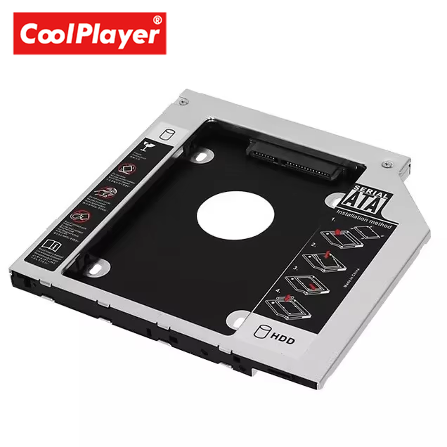 Aluminium 9.0/9.5/12.7mm 2.5inch 2nd Hard Drive Disk Caddy SATA3.0 SSD Bracket Adapter Second Hdd Caddy Laptop Computer Black