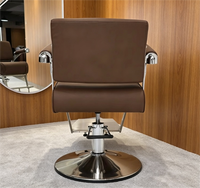 Chaise de salon de coiffure haut de gamme en acier inoxydable plaqué or avec fonction inclinable, réglable en hauteur, pivotante à 360°, siège en cuir PU