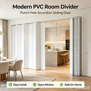 <span class=keywords><strong>Porte</strong></span> pliante moderne en PVC sans perçage, installation facile, <span class=keywords><strong>porte</strong></span> <span class=keywords><strong>coulissante</strong></span> accordéon pour cuisine ouverte - Product Image 5