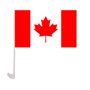 Bandera de coche de Canadá promocional de tamaño personalizado 12x18 Bandera de ventana de coche de poliéster personalizada con varilla de plástico