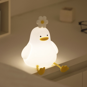 Lámpara Nocturna LED Moderna con Diseño de Pato de Dibujos Animados, Regalo Navideño, 1200mAh Recargable, Temporizador de 30 Minutos para Dormir Bebés - Product Image 1