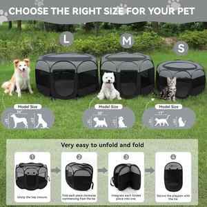 2024 Hot Selling Pop up Dog & Cat Pet Playpen <b>Tent</b> with Solid Pattern Plastic Tray Breathable Design-Indoor Use - Product Image 2