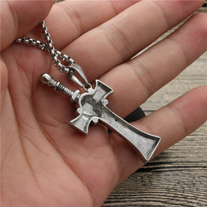 Skull <b>Cross</b> Pendant Necklace Zinc Alloy Unisex Gift Jewelry Fashionable Design - Product Image 4