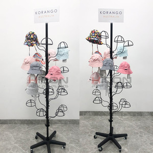 Vòng cơ sở Chiều cao có thể điều chỉnh vàng đen hat Rack hiển thị, có thể tháo rời và xoay kim loại mũ bảo hiểm lưu trữ giá - Product Image 1