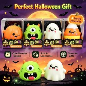 Vente en gros de Monster Squeeze Ghost Pumpkin Squishy - Jouet anti-stress en vrac avec boîte de présentation pour Halloween et Noël - Product Image 1