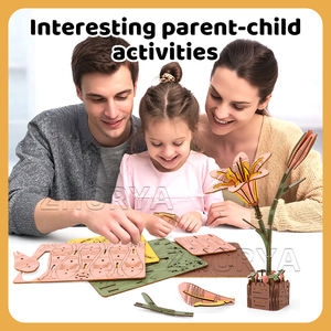 Zhorya 71 pièces Kit de fleurs <span class=keywords><strong>en</strong></span> <span class=keywords><strong>bois</strong></span> lys rose bricolage ensemble de construction de fleurs artificielles Kit d'artisanat Puzzles <span class=keywords><strong>3D</strong></span> - Product Image 3