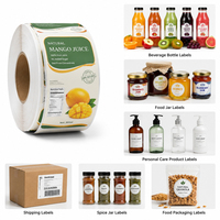 Étiquettes en vinyle colorées adhésives personnalisées XJY, autocollants imperméables pour les bouteilles de jus de fruits et de boissons naturelles