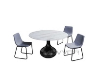 Vente directe d'usine Mobilier moderne italien rond avec dessus en marbre Table à manger