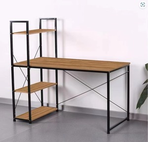 Solid Wood Integrated Space-saving Bookcase Study <strong>Table</strong> Home Office Durable L-Shaped Corner <strong>Computer</strong> Desk with Storage Cabinet - Product Image 3