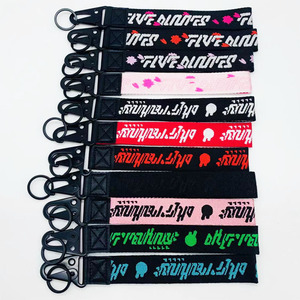 Biểu Tượng Tùy Chỉnh Jacquard Dệt Nylon Vải Ngắn Dây Đeo Cổ Tay Dây Buộc Xe Máy Xe Điện Thoại Di Động Kim Loại Keychain Vòng Chìa Khóa Cho Túi Xách - Product Image 5