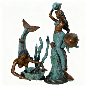 <span class=keywords><strong>Fontana</strong></span> d'Acqua in Bronzo Tradizionale Antica per Esterni con Statue di Sirene, Finitura Patinata, Garanzia di 30 Anni, Opera d'<span class=keywords><strong>Arte</strong></span> - Product Image 2