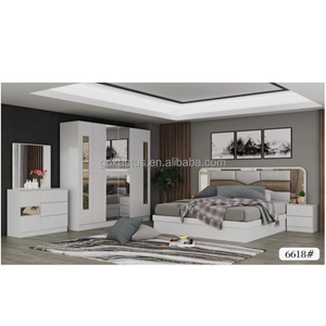 Conjunto de muebles de lujo para el dormitorio, Set de 5 piezas de diseño moderno elegante de Jordan, cristal, barato, tamaño King, con espejo, tamaño king - Product Image 3