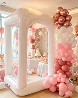 Cabane Gonflable Transparente Rose Clair en Forme de Cube, Cabine Photo Gonflable en PVC, Tente Gonflable Personnalisable avec Logo pour Événements et Fêtes