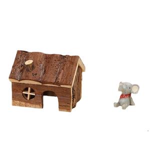 Casa de Madera para Hámster con Pequeña <span class=keywords><strong>Chimenea</strong></span>, Refugio para Mascotas de Madera Maciza Natural, Casa de Madera para Mascotas Pequeñas - Product Image 1